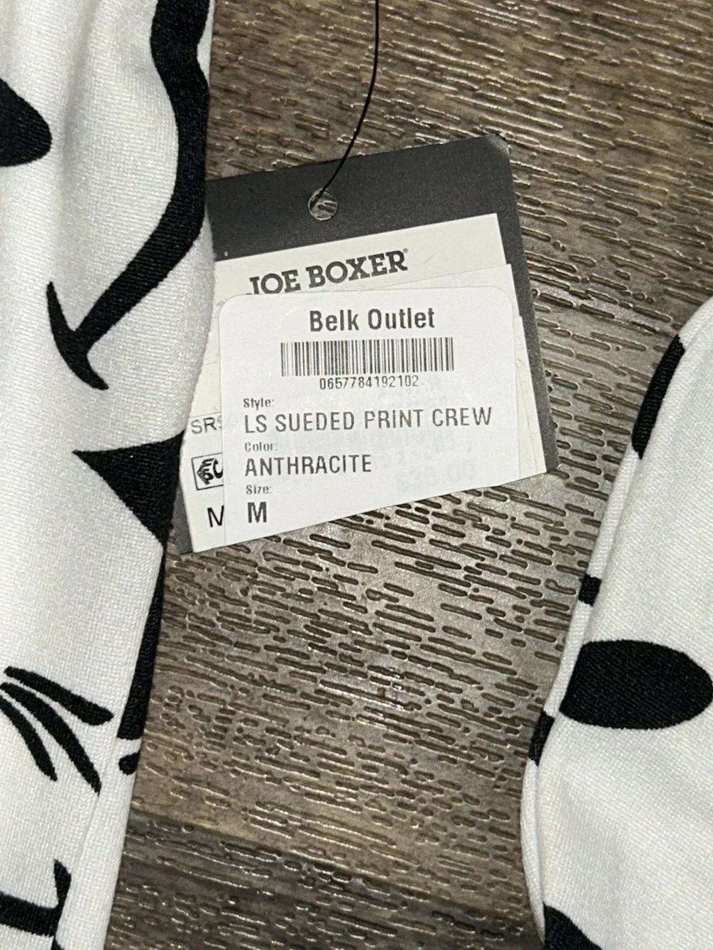 Joe Boxer Smiley Face Sueded Sleep Shirt Men’s M Black White NWT